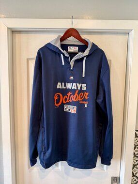 Majestic Detroit Tigers Always October Postseason Hoodie, Navy, Men's XL